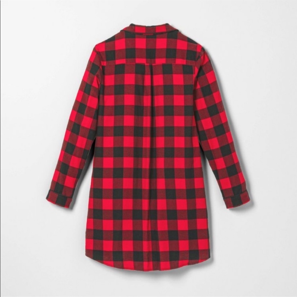 Womens Christmas plaid 1piece pajamas button up - Picture 2 of 4